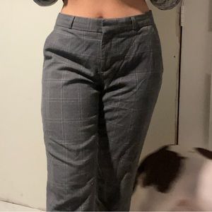 Grid pattern gray dress pants